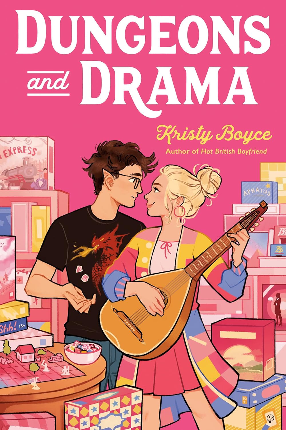 Dungeons and Drama book cover with a young couple and pink background